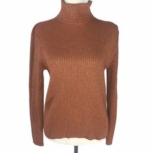 The Limited‎ Orange Metallic Turtle Neck Sweater